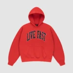 Live Fast College Hooded Red