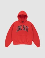 Live Fast College Hooded Red