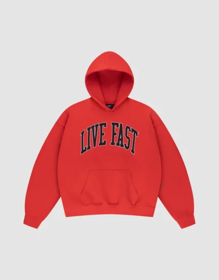 Live Fast College Hooded Red